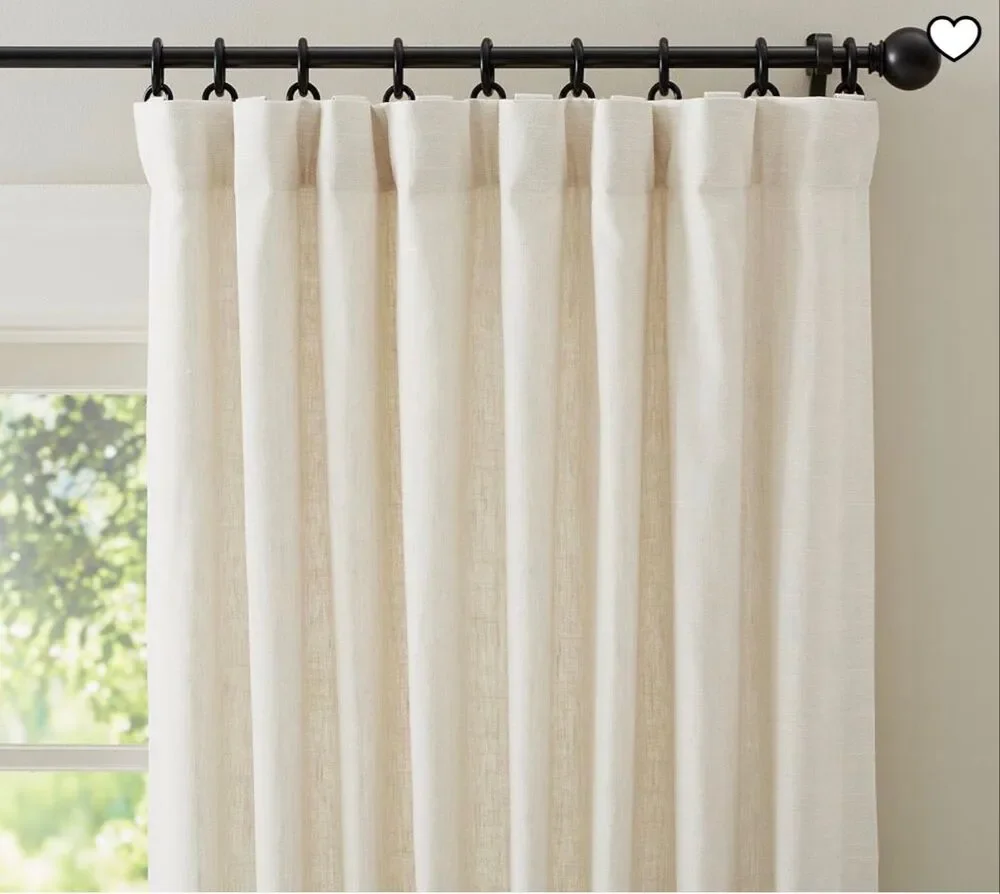 Pottery Barn Emery Linen Light Filtering Curtain NWT Ivory, 100